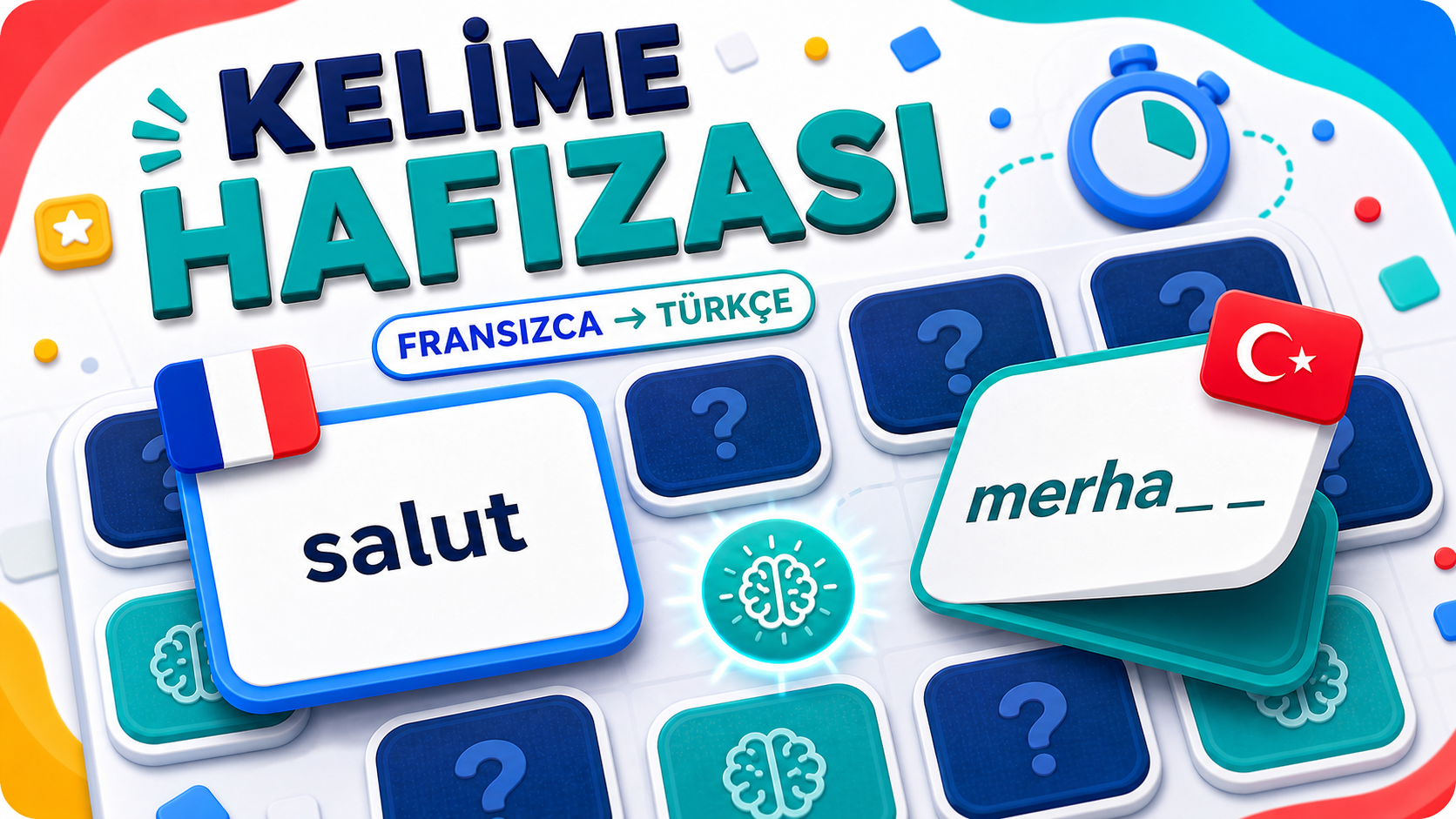 Fransızca kelime hafızası oyunu için kart eşleştirme thumbnail görseli